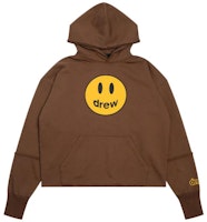 Drew House Mascot Deconstructed Hoodie Brown Unisex Smiley Pullover Sweater. DR-SS22-152 Drew House Mascot Deconstructed Hoodie Brown Unisex Smiley Pullover Sweater. DR-SS22-152