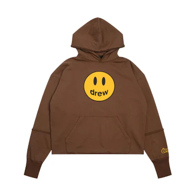 Drew House Mascot Deconstructed Hoodie Brown Unisex Smiley Pullover Sweater. DR-SS22-152