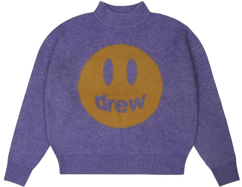 drew-house-mascot-funnel-neck-sweater-heather-amethyst-unisex-smiley-knit-dr-fw-22-526