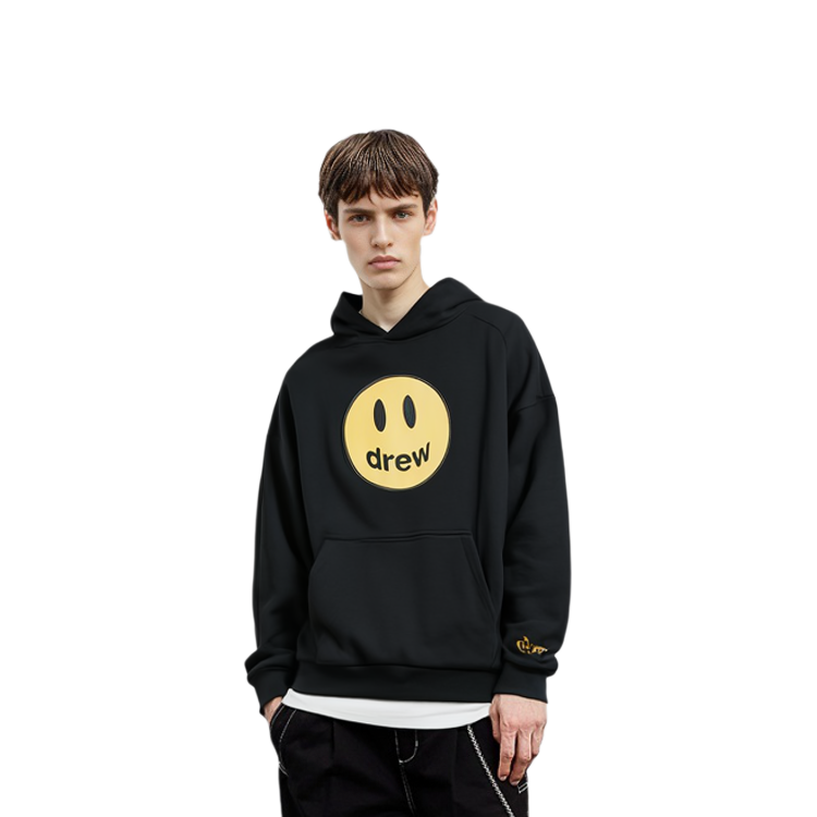 Shop Drew House 吉祥物黑色微笑連帽衫 - 男女通用休閒衛衣 DW-FW22-1221-02