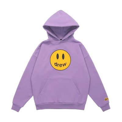 Drew House Mascot Hoodie - Lavender Smiley Logo Unisex Pullover Fleece. DR-FW21-041