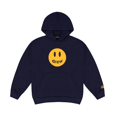Drew House Mascot Hoodie Dark Navy - Smiley Print Pullover Unisex. DW-FW22-1221-01