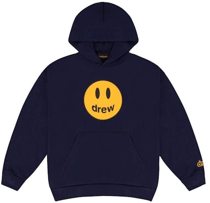 Drew House Mascot Hoodie Dark Navy - Smiley Print Pullover Unisex. DW-FW22-1221-01 Order Drew House Mascot Hoodie Dark Navy - Smiley Print Pullover Unisex. DW-FW22-1221-01