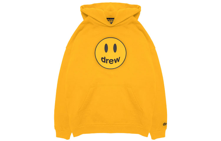 Drew House Mascot Hoodie Smiley Logo Golden Yellow Unisex Fleece Pullover DR-FW21-092
