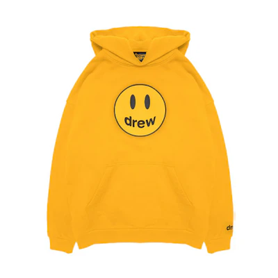 Drew House Mascot Hoodie Smiley Logo Golden Yellow Unisex Fleece Pullover DR-FW21-092