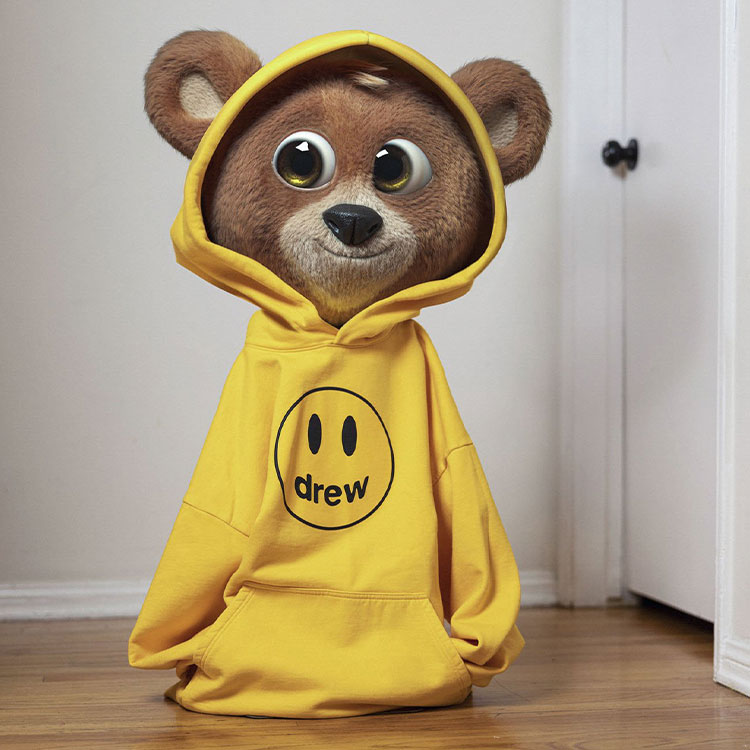 Cheap Drew House Mascot Hoodie Smiley Logo Golden Yellow Unisex Fleece Pullover DR-FW21-092