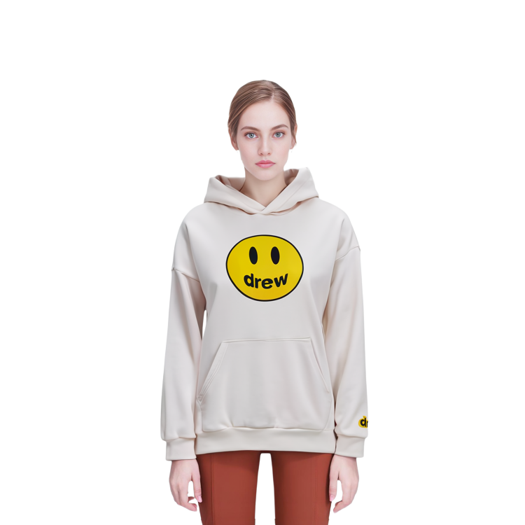 Drew House Mascot Logo Smiley Hoodie - Unisex Fleece Pullover Cream. DR-FW21-040 圖 4