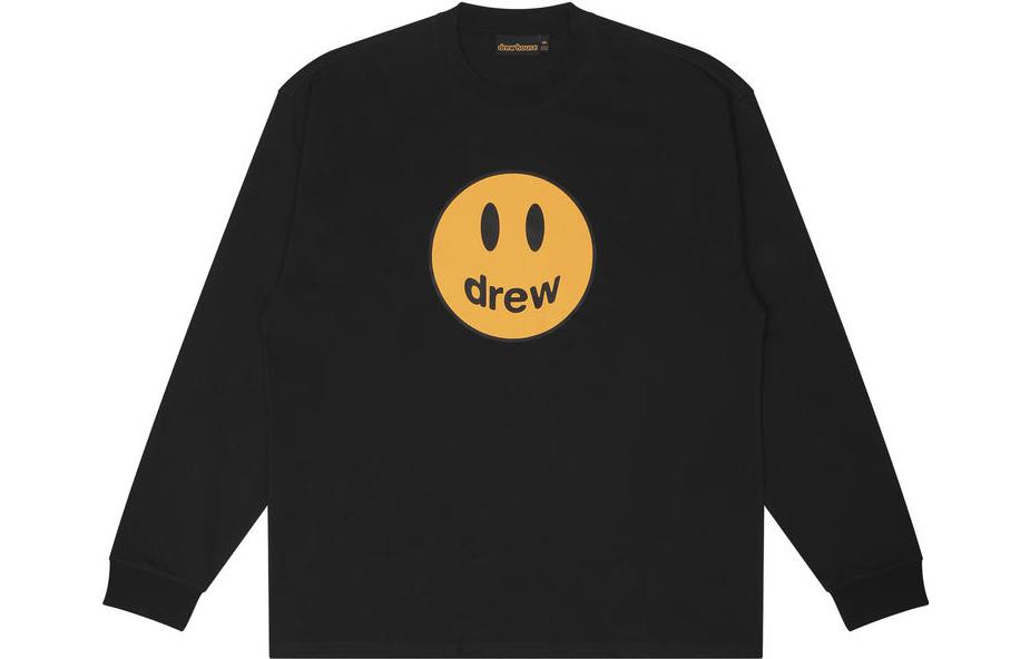 Buy Drew House Mascot Smile Black Long Sleeve Tee Unisex Casual Crewneck. DR-FW22-205