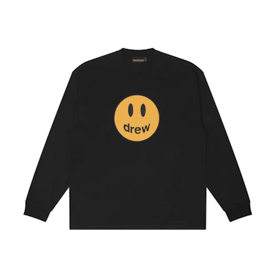 Drew House Mascot Smile Black Long Sleeve Tee Unisex Casual Crewneck. DR-FW22-205