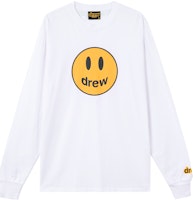 Drew House Mascot Smile Series Unisex Loose Crewneck White Long Sleeve Tee DR1083 Drew House Mascot Smile Series Unisex Loose Crewneck White Long Sleeve Tee DR1083