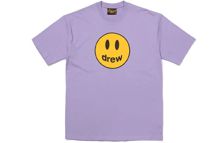 Drew House Mascot Smiley Lavender Purple Unisex Casual Logo Tee Shirt. DR-FW21-044