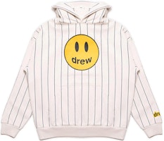 Drew House Navy Pinstripe Smiley Hoodie White Striped Pullover Fleece. DR-SS22-237 Drew House Navy Pinstripe Smiley Hoodie White Striped Pullover Fleece. DR-SS22-237