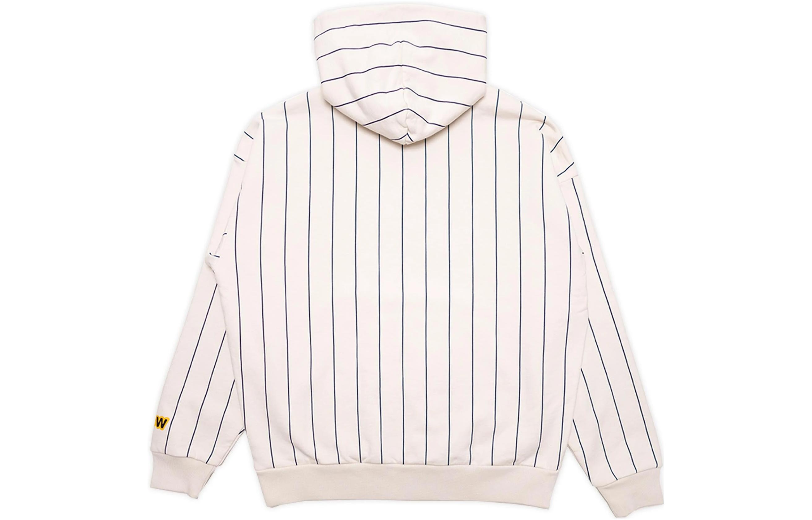 Lookbook Sudadera con capucha Drew House Smiley a rayas azul marino y blanca. DR-SS22-237