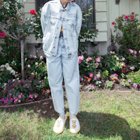 Shop Drew House Oversized Trucker Jacket Painted Indigo Unisex Light Blue Denim Jacket. DR-SS22-490