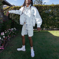Purchase Drew House Oversized Trucker Jacket Painted Indigo Unisex Light Blue Denim Jacket. DR-SS22-490