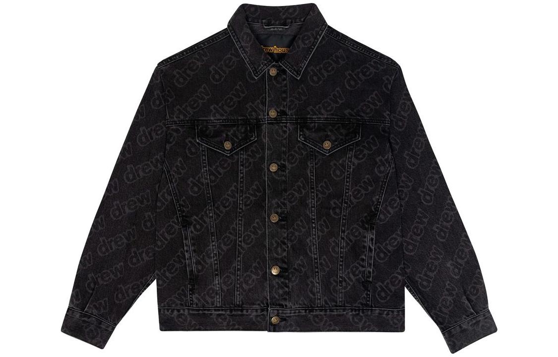 Drew House Oversized Trucker Jacket Secret Black Unisex Monogram Denim Jacket. DR-FW22-524