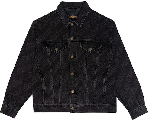 Drew House 寬版卡車外套 黑色 男女同款 字母印花牛仔外套. DR-FW22-524 Buy Drew House 寬版卡車外套 黑色 男女同款 字母印花牛仔外套. DR-FW22-524