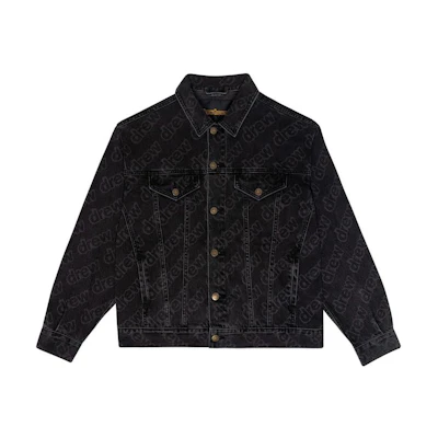 Drew House Oversized Trucker Jacket Secret Black Unisex Monogram Denim Jacket. DR-FW22-524