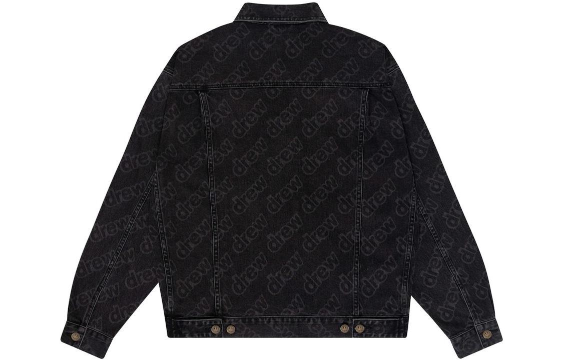 Lookbook Drew House 寬版卡車外套 黑色 男女同款 字母印花牛仔外套. DR-FW22-524