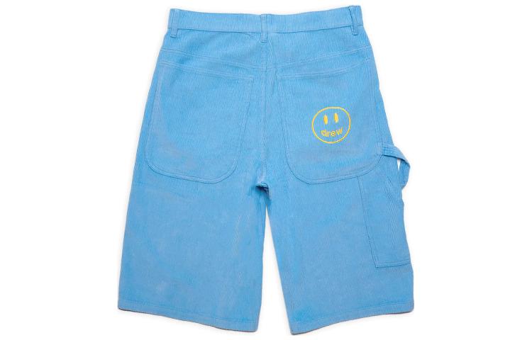 Lookbook 드루하우스 퍼시픽 블루 코듀로이 카펜터 반바지 스마일 페이스 SS22 캐주얼 쇼츠. DR-SS22-956