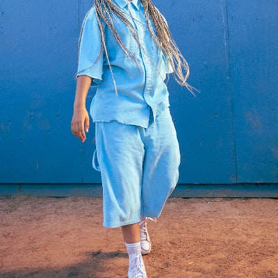 Drew House Pacific Blue Corduroy Carpenter Shorts Smiley Face SS22 Seluar Pendek. DR-SS22-956 Details for Drew House Pacific Blue Corduroy Carpenter Shorts Smiley Face SS22 Seluar Pendek. DR-SS22-956