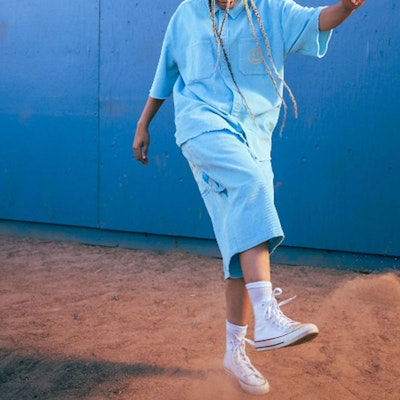 Drew House Pacific Blue Corduroy Carpenter Shorts Smiley Face SS22 Seluar Pendek. DR-SS22-956 Sizing Drew House Pacific Blue Corduroy Carpenter Shorts Smiley Face SS22 Seluar Pendek. DR-SS22-956