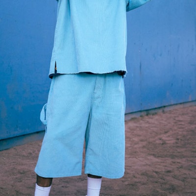 Drew House Pacific Blue Corduroy Carpenter Shorts Smiley Face SS22 Seluar Pendek. DR-SS22-956 Cheap Drew House Pacific Blue Corduroy Carpenter Shorts Smiley Face SS22 Seluar Pendek. DR-SS22-956