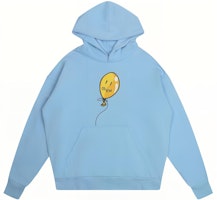 Drew House Pacific Blue Smiley Balloon Print Pullover Hoodie for Men. DR-SS22-565 Drew House Pacific Blue Smiley Balloon Print Pullover Hoodie for Men. DR-SS22-565