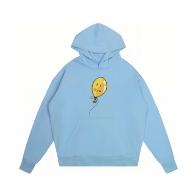 Drew House Pacific Blue Smiley Balloon Print Pullover Hoodie for Men. DR-SS22-565