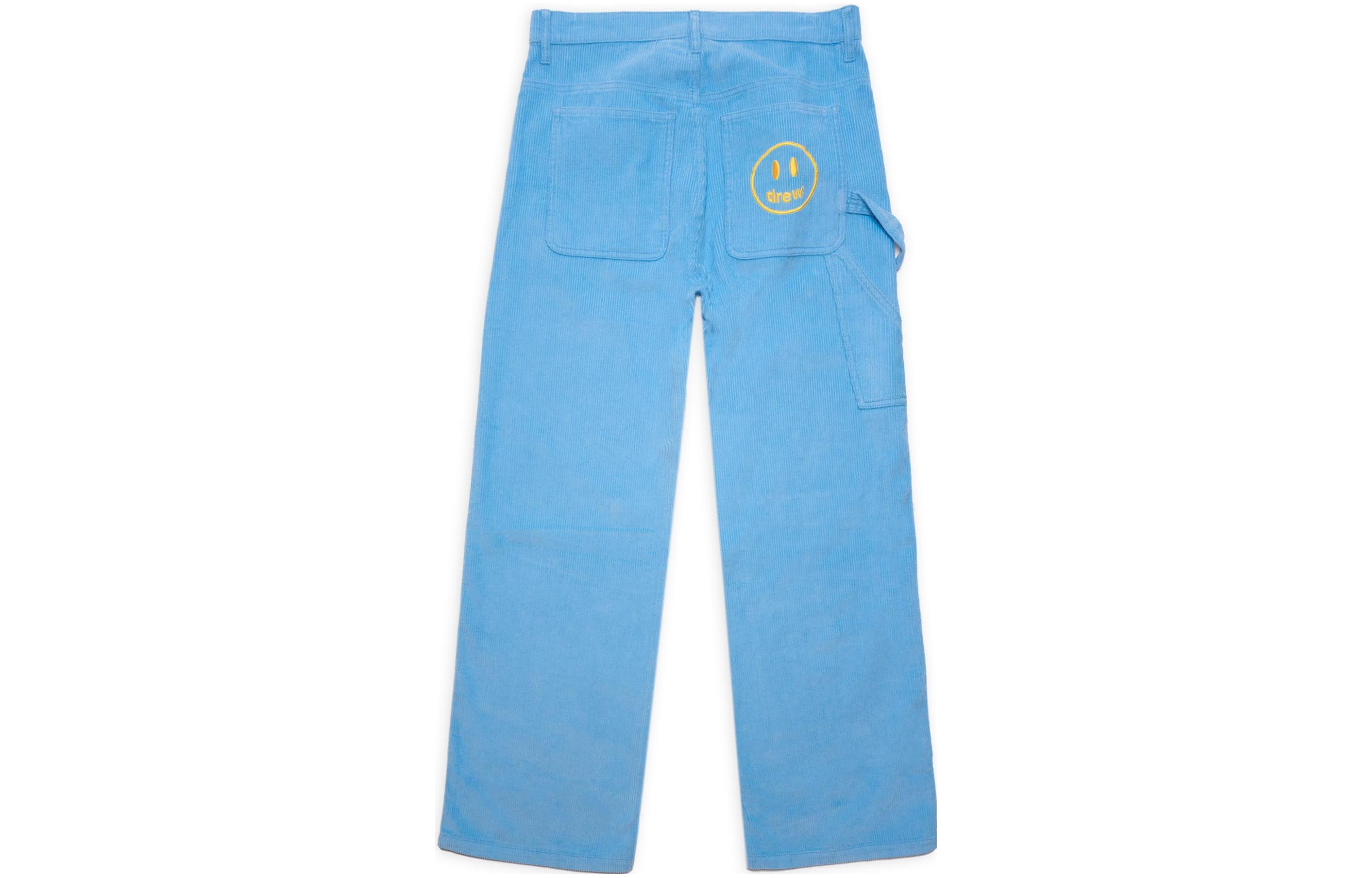 Lookbook Drew House Pacific Blue Smiley Corduroy Carpenter Pants Unisex Kasual Biru. DR-SS22-405