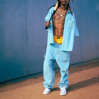 Drew House Pacific Blue Smiley Corduroy Carpenter Pants Unisex Kasual Biru. DR-SS22-405 Purchase Drew House Pacific Blue Smiley Corduroy Carpenter Pants Unisex Kasual Biru. DR-SS22-405