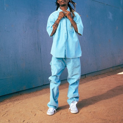 Drew House Pacific Blue Smiley Corduroy Carpenter Pants Unisex Kasual Biru. DR-SS22-405 Details for Drew House Pacific Blue Smiley Corduroy Carpenter Pants Unisex Kasual Biru. DR-SS22-405