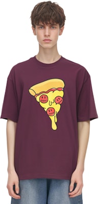 Drew House Pizza Grafik Tee Berry Unisex Gaya Pasangan. DR-FW21-122 Shop Drew House Pizza Grafik Tee Berry Unisex Gaya Pasangan. DR-FW21-122