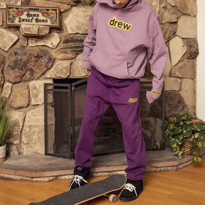 Drew House 男女紫灰色字母印花抓绒连帽衫 DR-FW20-109 Shop Drew House 男女紫灰色字母印花抓绒连帽衫 DR-FW20-109