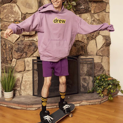 Drew House 男女紫灰色字母印花抓绒连帽衫 DR-FW20-109 Purchase Drew House 男女紫灰色字母印花抓绒连帽衫 DR-FW20-109