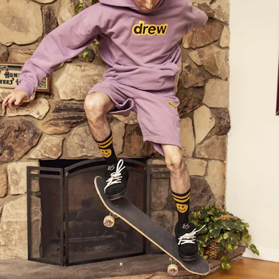Drew House 男女紫灰色字母印花抓绒连帽衫 DR-FW20-109 Details for Drew House 男女紫灰色字母印花抓绒连帽衫 DR-FW20-109
