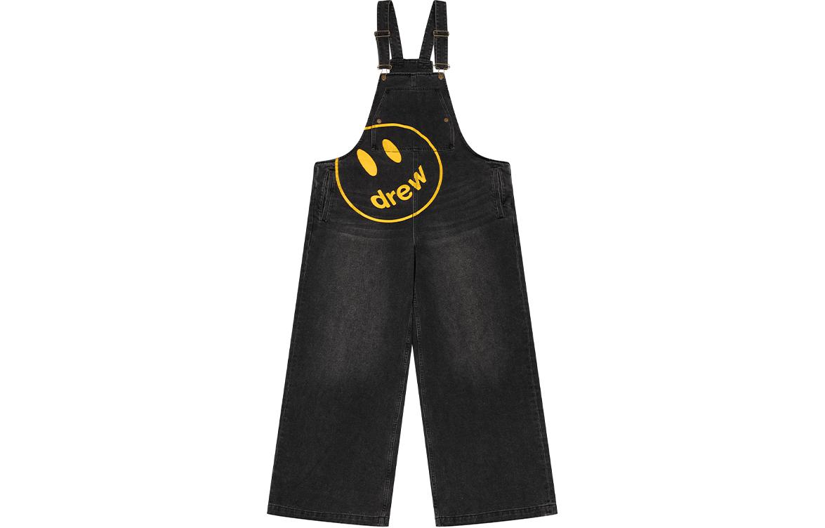 Drew House Relaxed Fit Smile Print Overalls Unisex Black. DH-SBD718U-MCCR