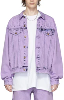 Order Drew House Retro Purple Denim Jacket with Logo, Water-Washed Design. DR-SS22-241