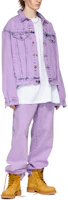 Lookbook Drew House Retro Purple Denim Jacket with Logo, Water-Washed Design. DR-SS22-241
