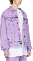Purchase Drew House Retro Purple Denim Jacket with Logo, Water-Washed Design. DR-SS22-241