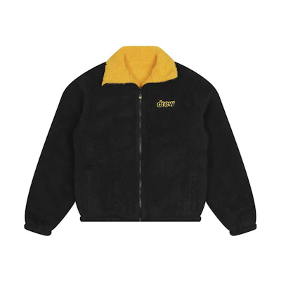 Drew House Reversible Zip Up Jacket Mascot Sherpa Black Unisex Retro Style. DR-SS22-277