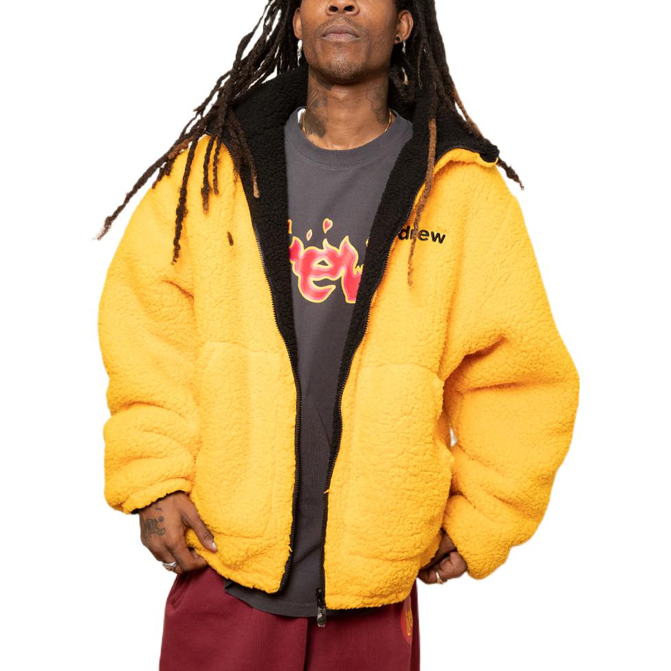 Details for Jaket Drew House Reversible Zip Up Mascot Sherpa Hitam Unisex Retro Style. DR-SS22-277