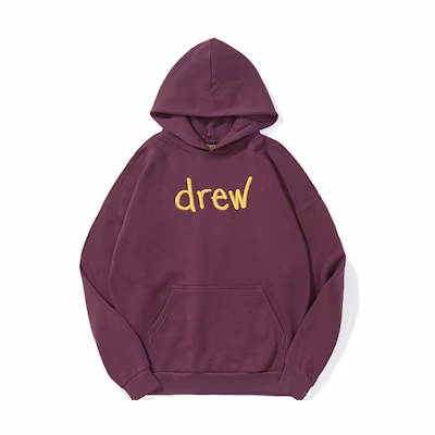 Drew House Scribble Embroidery Logo Hoodie Berry Unisex Purple Pullover. DR-FW21-086