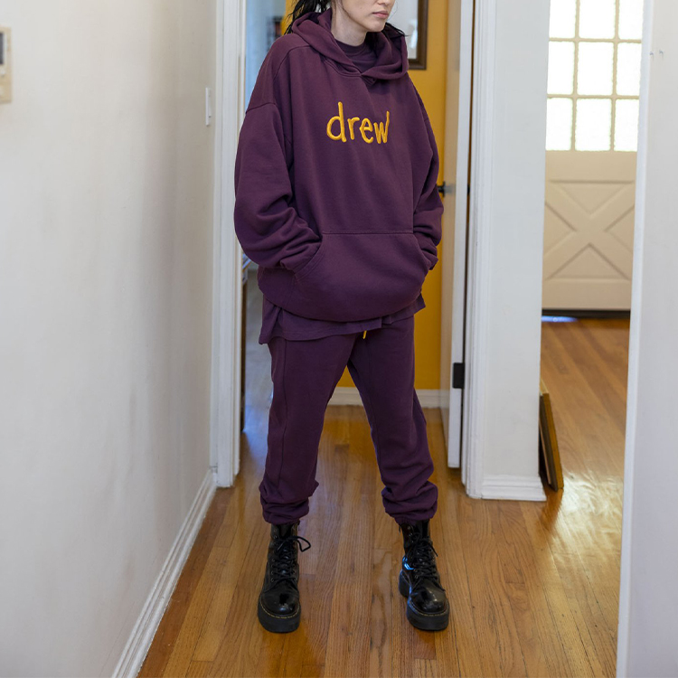 Drew House Scribble Embroidery Logo Hoodie Berry Unisex Purple Pullover. DR-FW21-086 圖 5