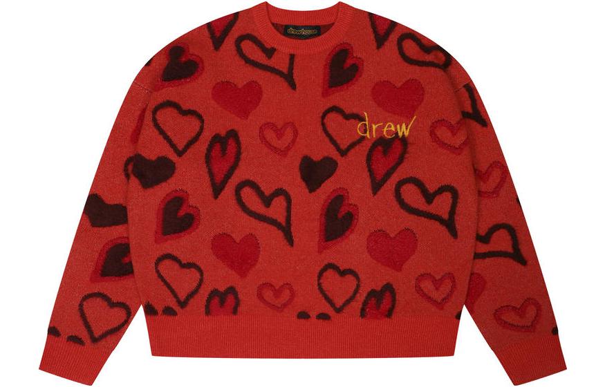 Drew House Scribble Hearts Sweater FW22 - Unisex Embroidered Crewneck Knit. DW-FW22-1223-06