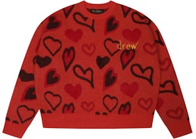 Drew House Scribble Hearts Sweater FW22 - Unisex Embroidered Crewneck Knit. DW-FW22-1223-06 Drew House Scribble Hearts Sweater FW22 - Unisex Embroidered Crewneck Knit. DW-FW22-1223-06