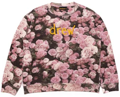 Drew House Scribble Logo Roses Print Pink Crewneck Sweatshirt Unisex Pullover DR-SS22-461 Drew House Scribble Logo Roses Print Pink Crewneck Sweatshirt Unisex Pullover DR-SS22-461