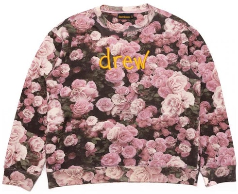 Sudadera Unisex Drew House Rosa con Logo Scribble y Estampado de Rosas DR-SS22-461 Order Sudadera Unisex Drew House Rosa con Logo Scribble y Estampado de Rosas DR-SS22-461