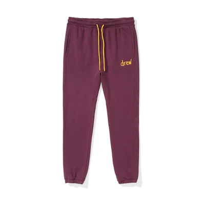 Drew House Scribble Logo Sweatpant Berry Unisex Knit Joggers in Berry Color. DR-FW21-085