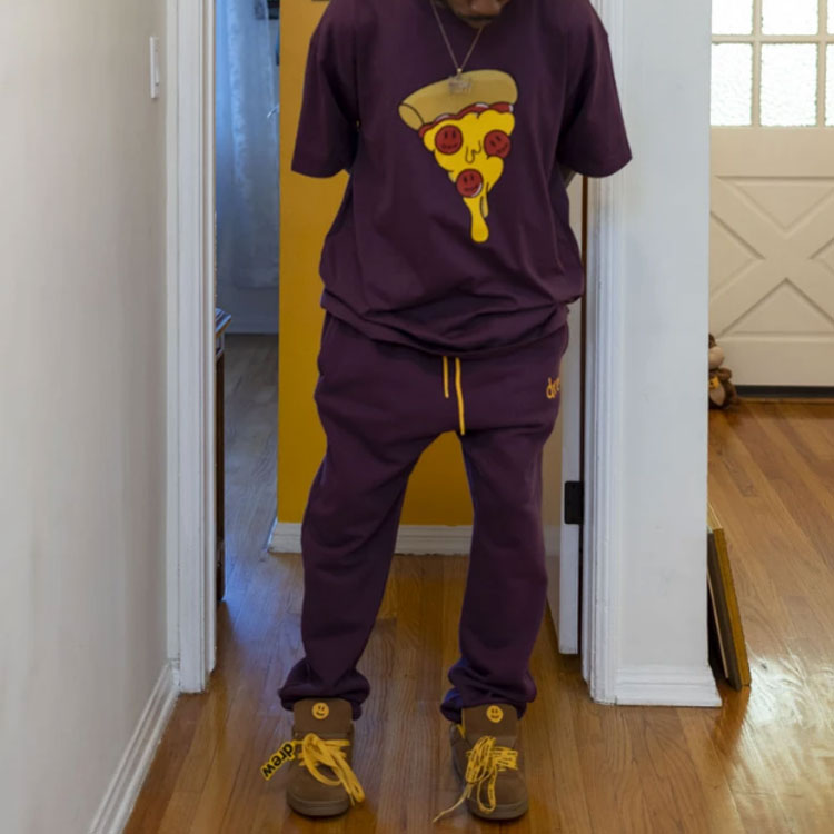 Cheap Drew House 涂鸦logo浆果色针织男女同款休闲裤. DR-FW21-085